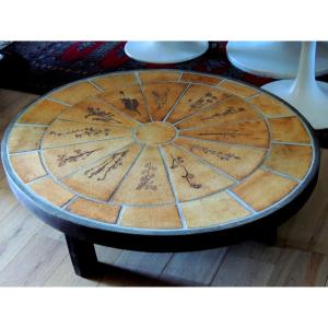 Coffee Table, Roger Capron 1922 - 2006, Herbarium Model Ceramic Tiles, 20th Century
