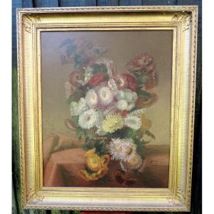 Oil On Canvas, Floral Still Life, Marie Laroche 1878, Napoleon III, 19th Century
