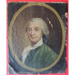 Portrait Of Georges Louis De Buffon (1707-1788) Oil Painting On Canvas From The 18th Century