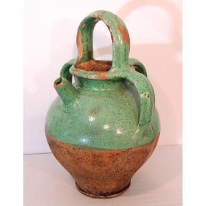 Jug, Pottery Pitcher With Ears, Charentaise Gargoulette Chapelle Des Pots Ceramic 19th