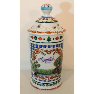 Covered Pot, Limoges Porcelain Shaped Piece, Handmade Decor By Carole 2021, 20th Century