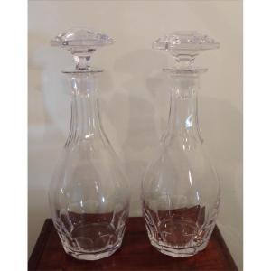 Pair Of Crystal Decanters, 20th Century