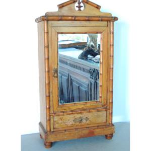 1920s Doll's Wardrobe With Faux Bamboo Decor, 46cm High, 20th Century