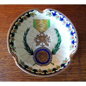 Longwy Cloisonné Enamels Ashtray Empty Pocket Medal Decoration Handmade, Perfect, 20th Century