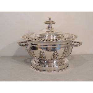 Silver-plated Caviar Service, Hand-cut Crystal Reservoir, Ac Hallmark, 20th Century 