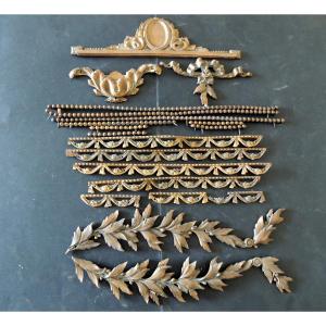Ornament, Lot Of Various Bronze Decorative Elements For Louis XVI Style Furniture, 19th Century