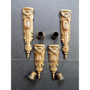 Ornament, 8 Bronze Decorative Elements For An Empire Style Table, 19th Century