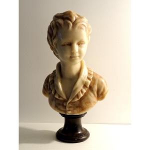 Wax Bust, Sculpture Of A Young Girl On A Wooden Shower Stand, 44 Cm High, 19th Century