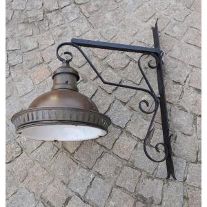 Lantern, Street Lantern On An Iron Bracket, Copper Lamp, 20th Century 