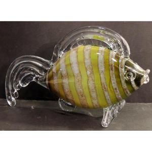 Murano Glassware, Blown Glass Fish In Perfect Condition, 20th Century 