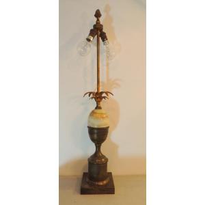 Pineapple Lamp, Large Lamp Base 73 Cm High, The Pineapple Is Made Of Onyx, Late 19th Century