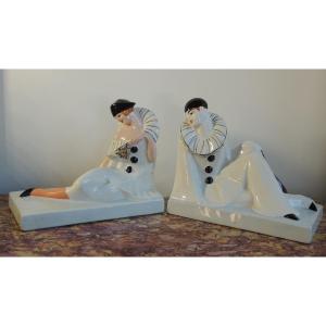 Glazed Ceramic Book Greenhouses Pierrot Et Colombine Le Moulin Des Loups à Orthies , 20th Century