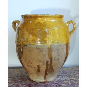 Large Glazed Earthenware Pot For Lard Or Confit, From The Southwestern Region Of Marmande, Folk Art, 19th Century