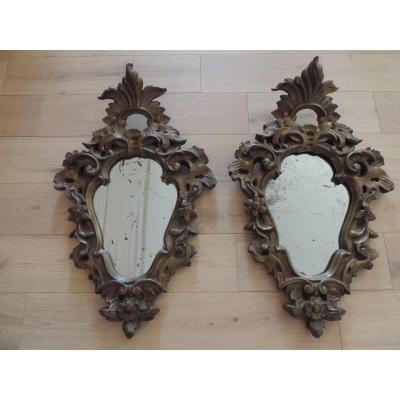 Antique Louis XV Rocaille Mirrors, Stuccoed Wood