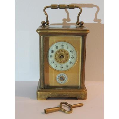 Clock, Officer's Alarm Clock, Travel Clock, Flory Clockmaker In Nîmes, 19th Century