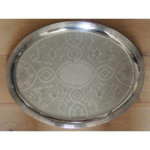 Christofle Large Chiseled Dish In Silver Metal, Early Twentieth