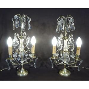 Pair Of Louis XVI Style Girandoles In Silver-plated Bronze