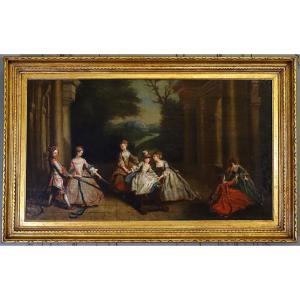 Large Oil On Canvas, 18th Century, Follower Of Jf Nollekens