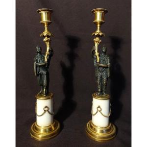 Pair Of Louis XVI Candlesticks With Chinese Figures