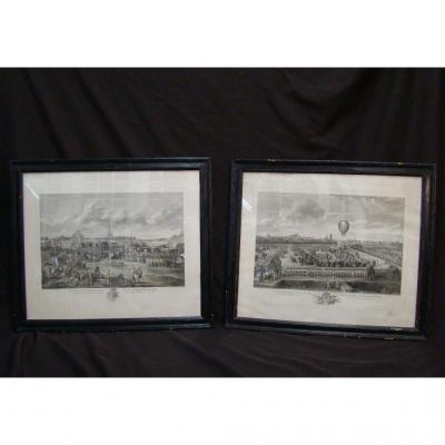 Pair Of Engravings Of Helman After L. Watteau. Period Early XIXth