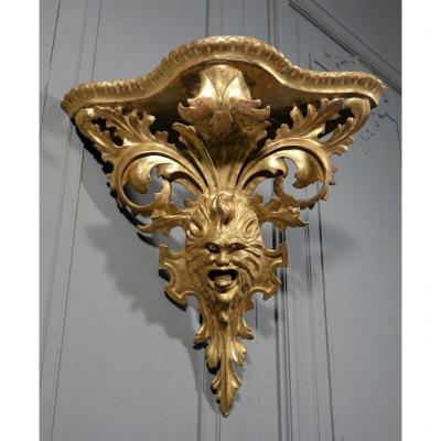 Hanging Corner Console In Golden Wood