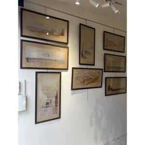 8 Watercolor Engravings