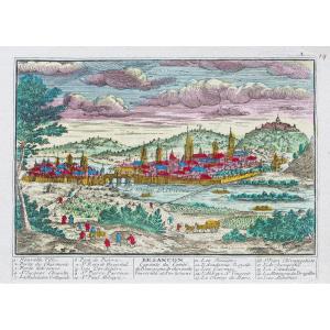 Antique Engraving - Print -  Besançon