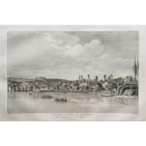 Old Engraving Of Lucerne Switzerland