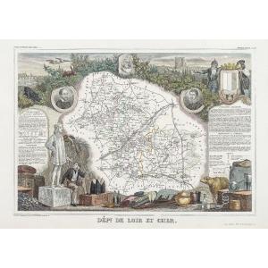 Old Geographical Map Of The Loir Et Cher Department