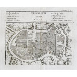 Old Map Of The City Of Bangkok – Siam Thailand