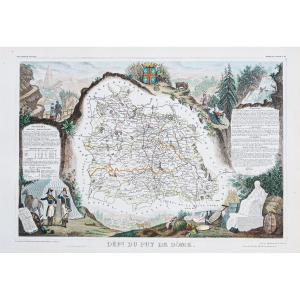 Old Geographical Map Of Puy De Dôme - Auvergne