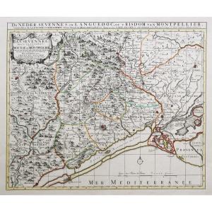 Old Geographic Map Of The Cevennes - Montpellier