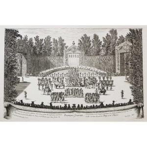 Antique Print – Les Fêtes De Versailles – Israel Silvestre
