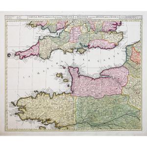 Old Map Of The English Channel - Brittany - Normandy