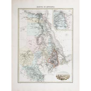 Old Geographic Map – Egypt And Abyssinia