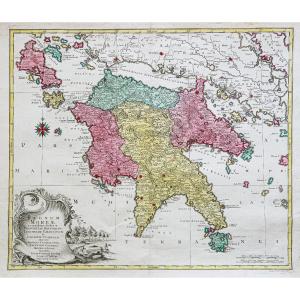 Old Geographical Map – Greece – Peloponnese
