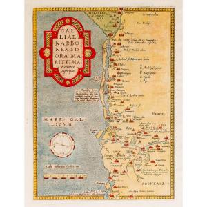 Old Geographical Map Of Languedoc Narbonne