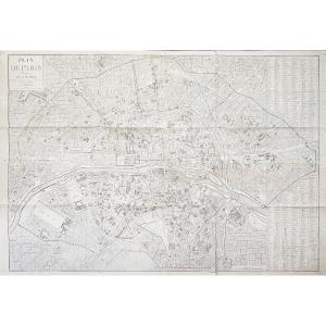 Large Old Wall Map Of Paris