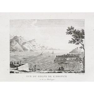 Antique Engraving Of Cap Ferrat - Hospice - Madrague