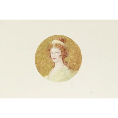 Aquarelle Originale – Médaillon – Année 1920 -1940