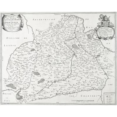 Antique Map Du Diocèse D’evreux