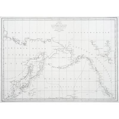 La Pérouse - Antique Geographic Map Of The Coasts Of America & Asia