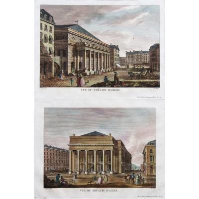 Antique Engraving Paris Theater