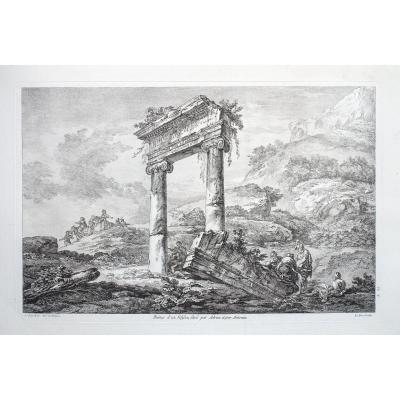 Ruin Of A Building In Greece - Old Engraving