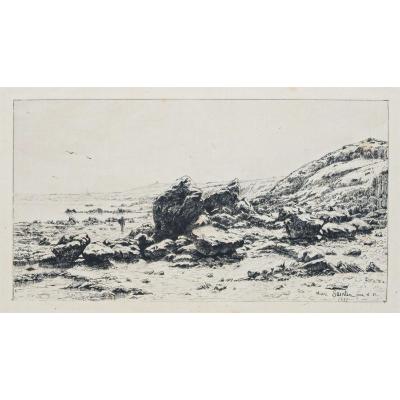 Old Engraving Of Erquy - Brittany