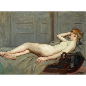 Lucien Jonas (1880-1947) Anzin-valenciennes-lille Sleeping Nude Hst 60x81cm 1941