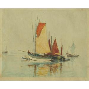 Henri Callot (1875-1956) Aquatint 37 X 46 Cm Basin Base