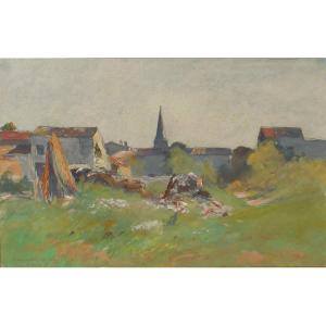 Louis Cabié (1853 - 1939) Gouache Watercolor 31 X 48 Cm (50 X 68 Cm Framed)