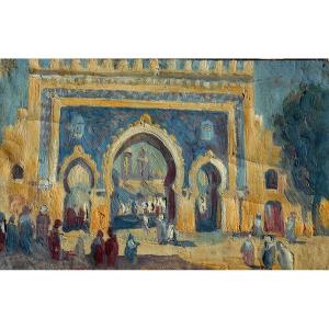 Maurice Busset (1879-1936) Fes -morocco - Bab Bou-jeloud Or Bab Boujloud 1933