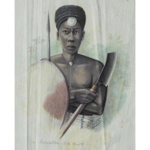 Olivier Ratody (ratodiarivony 1894-?) Antaïsaka - Se Madagascar - Malagasy - Watercolor 31 /25